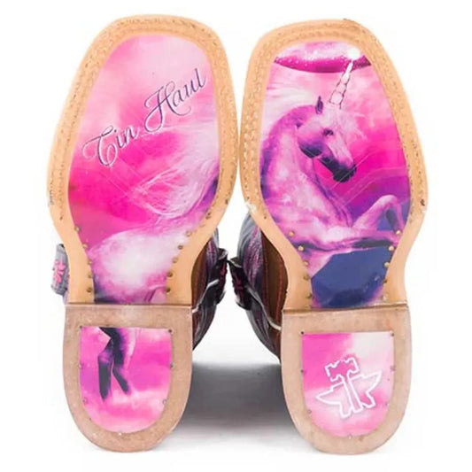 Tin Haul Starlight / Unicorn Sole Purple Little Kids/Big Kids Leather Cowgirl Boots bottom
