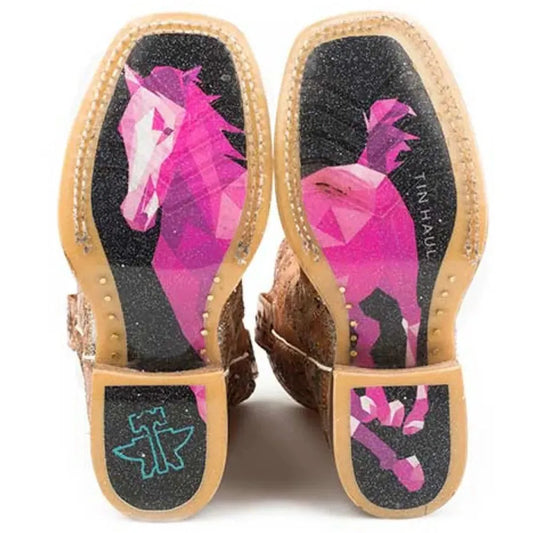 Tin Haul Mish and Mash / Geometric Pony Sole (Multi) - Little Kids/Big Kids Leather Cowgirl Boots