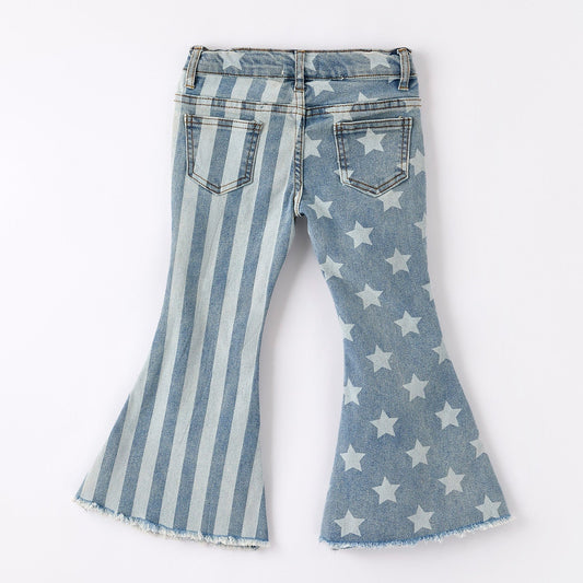 4th of july Patriotic Star Stripe Flare Toddler and Kids Jeans