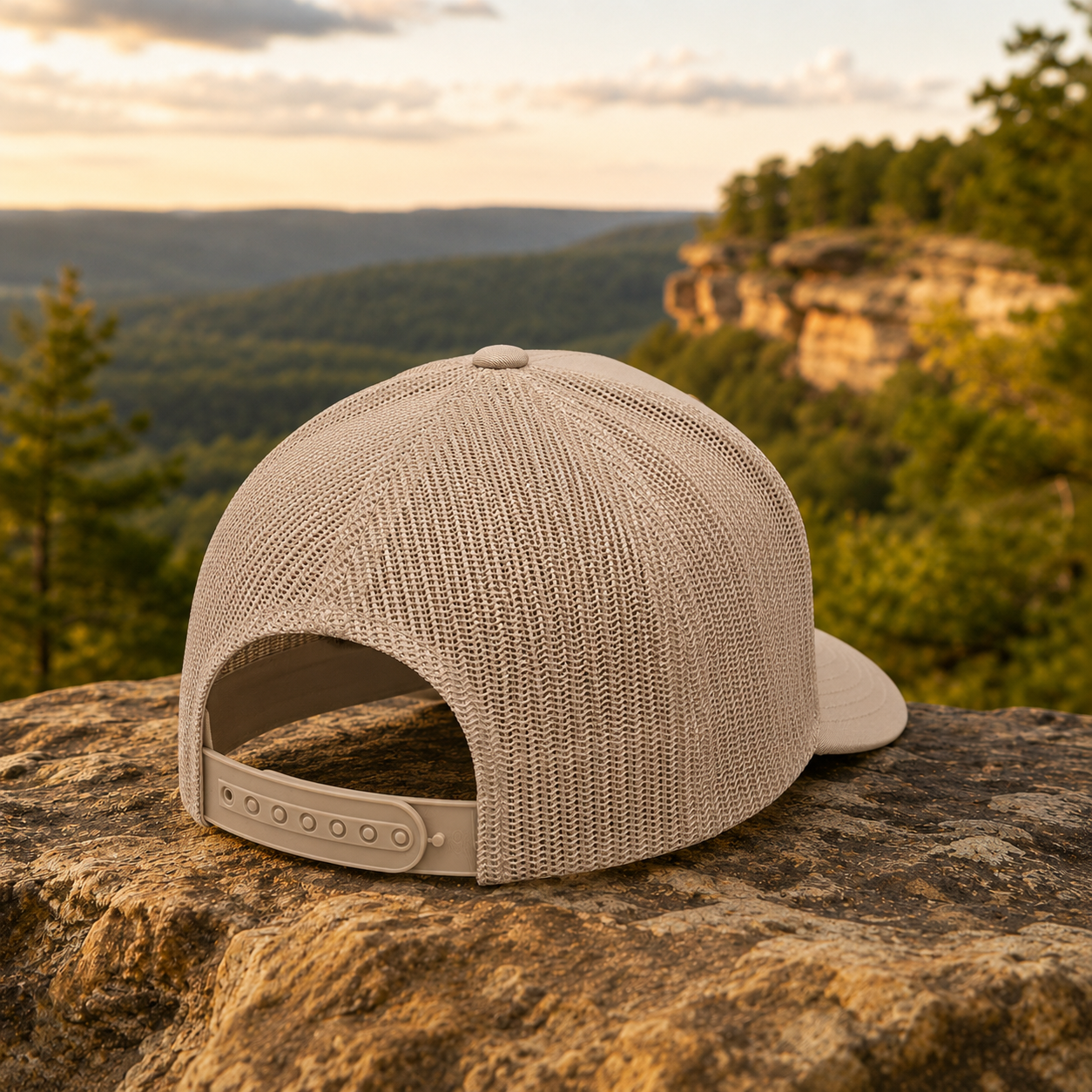 Spruce Creek Acres - Tan Genuine Leather Patch Adult Trucker Hat