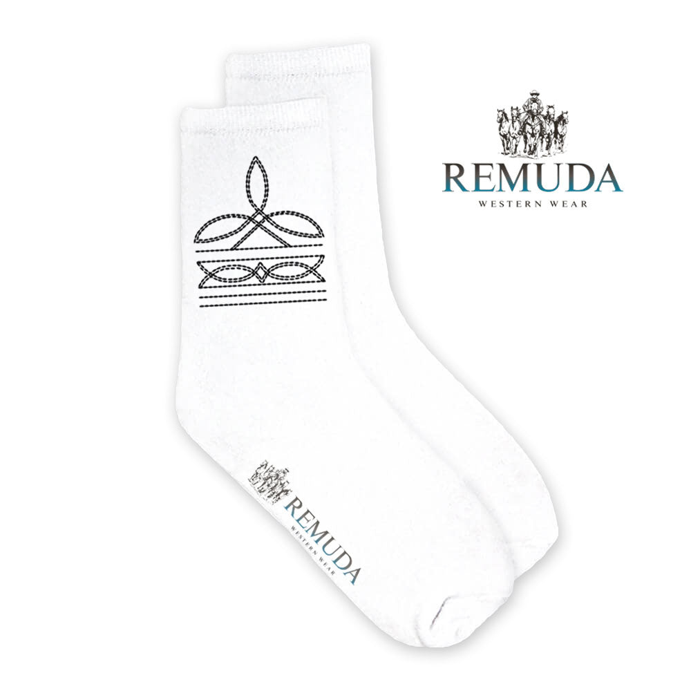 Boot Stitch Adult Unisex Western Crew Socks Black