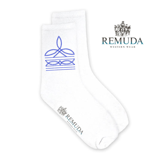 Boot Stitch Adult Unisex Western Crew Socks Blue