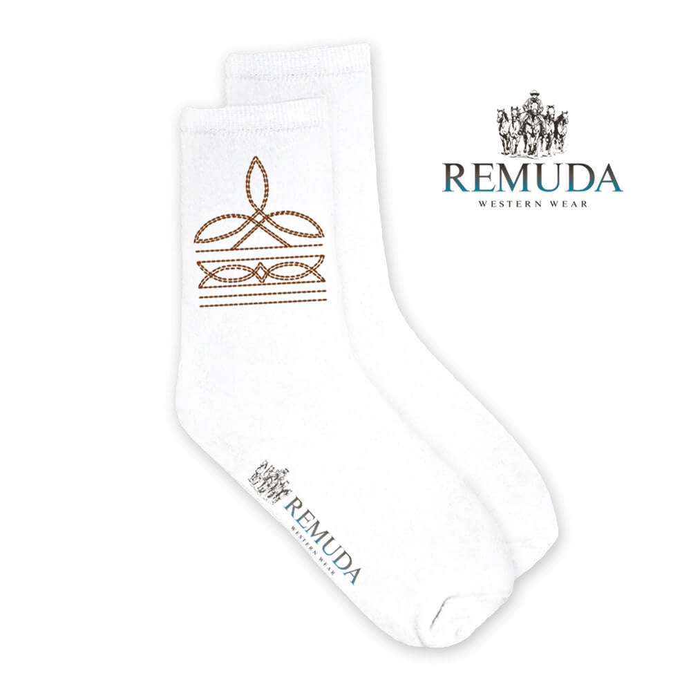 Boot Stitch Adult Unisex Western Crew Socks Brown