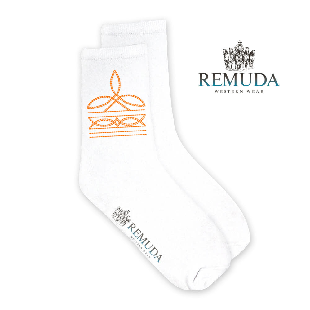 Boot Stitch Adult Unisex Western Crew Socks Orange