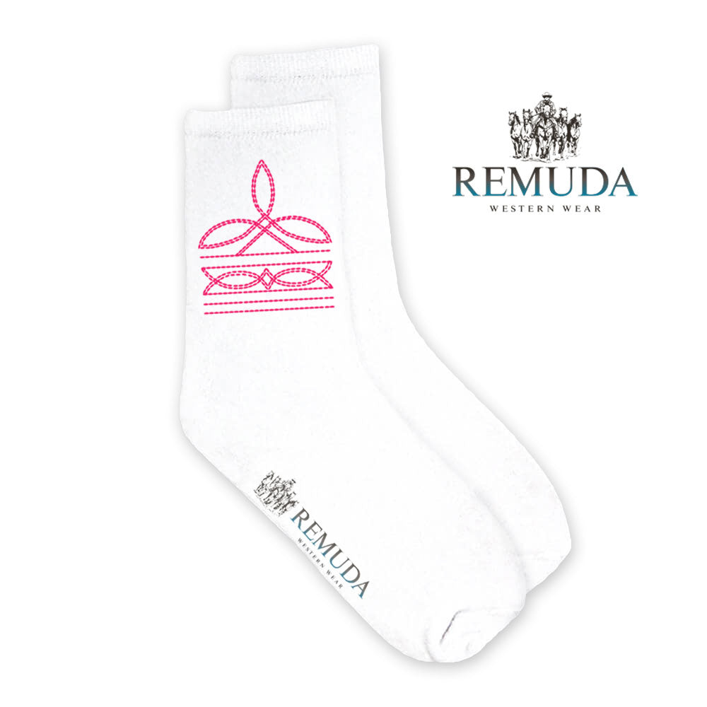 Boot Stitch Adult Unisex Western Crew Socks Pink