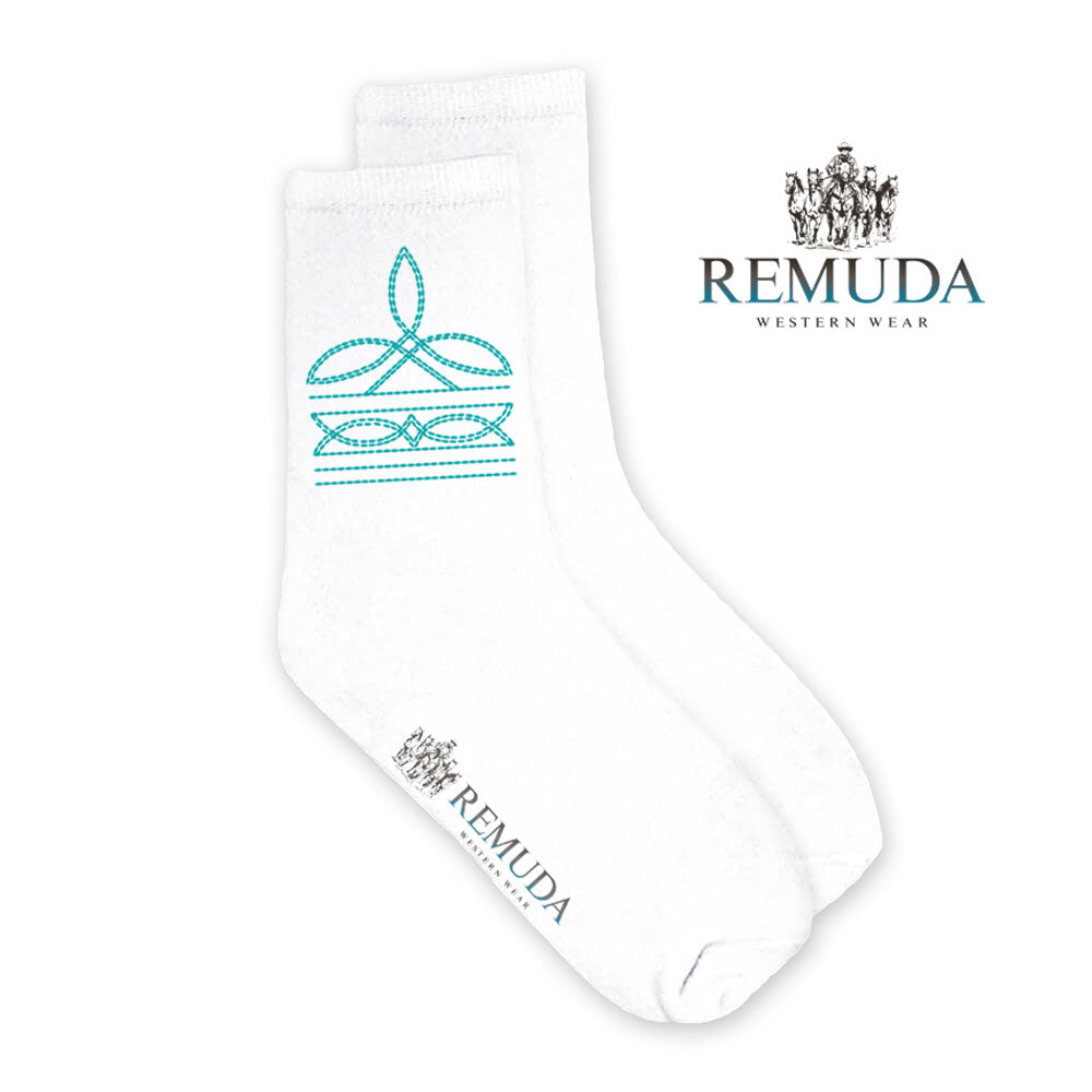 Boot Stitch Adult Unisex Western Crew Socks Turquoise
