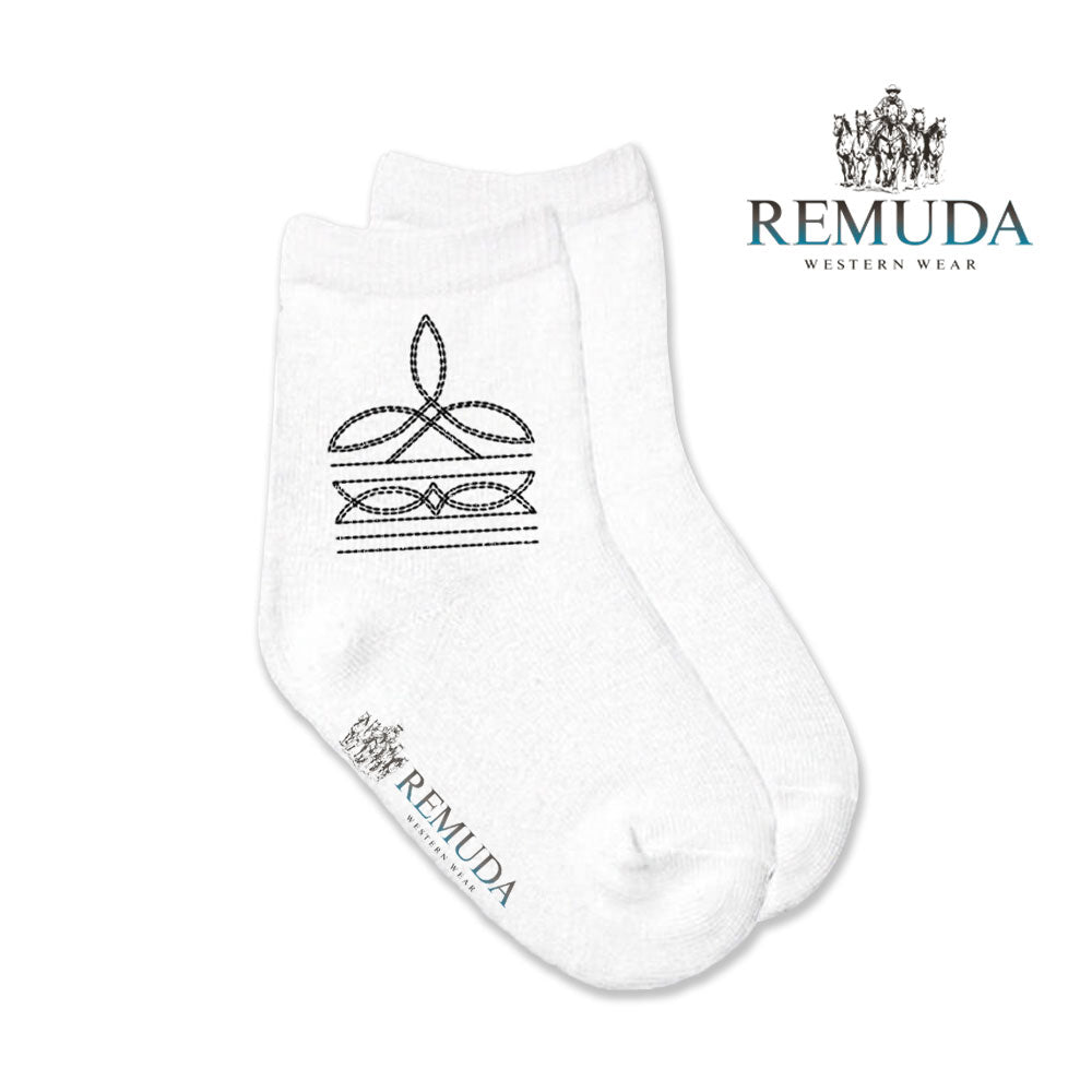Boot Stitch Kids Western Crew Socks Black
