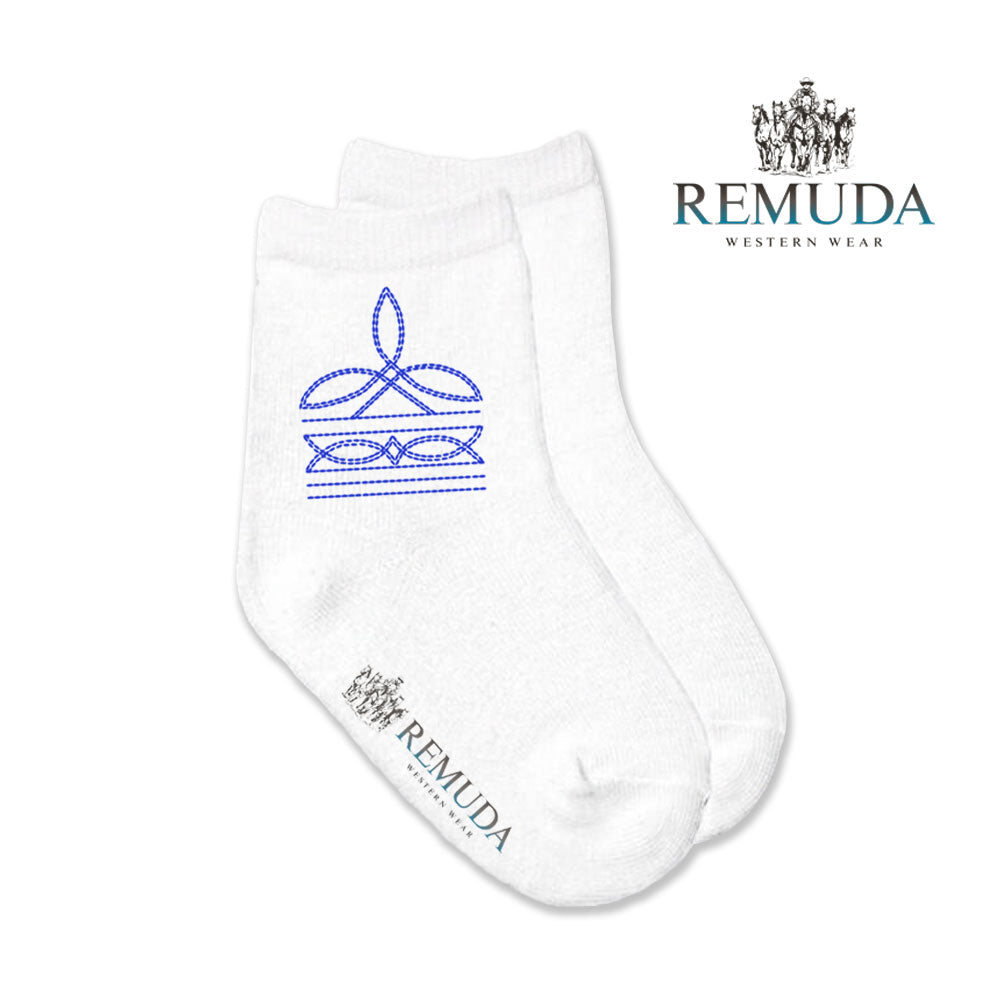 Boot Stitch Kids Western Crew Socks Blue