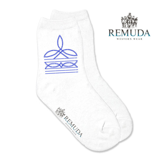 Boot Stitch Kids Western Crew Socks Blue