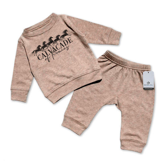 Cavalcade Of Ponies - Infant Baby 2 Piece Sweatsuit