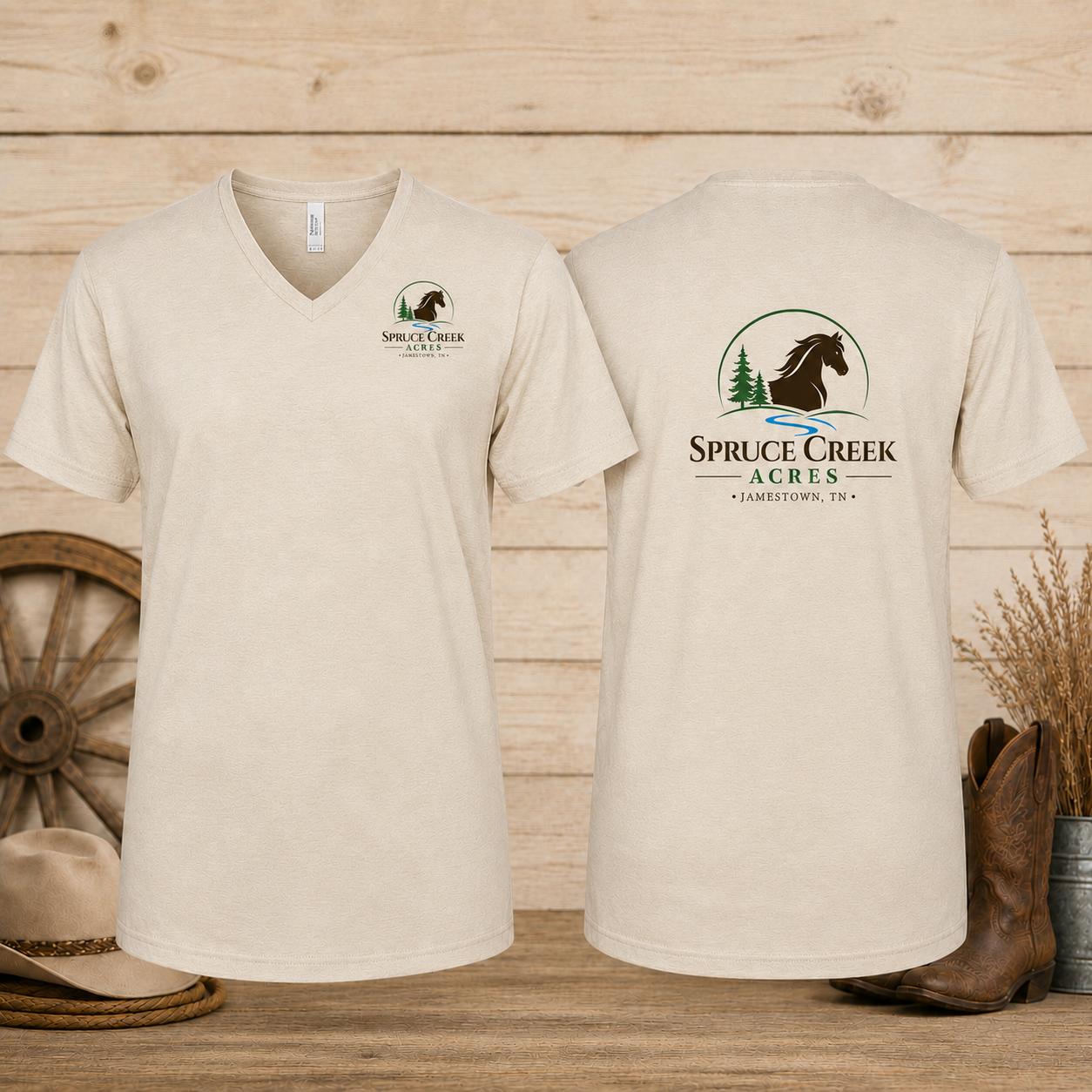 Spruce Creek Acres - Adult Unisex V-Neck Tee T-Shirt