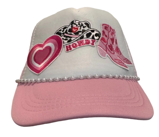 Howdy Foam Mesh Girls Pink Trucker Hat