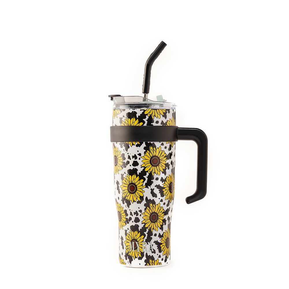 Wide Wyoming Tumbler In Yellow Sunflowers