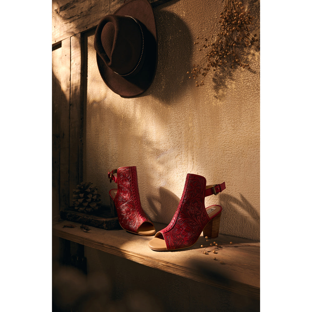 Myra Callandra Handtooled Western Boots for Women - Mid-Top Ankle Strap