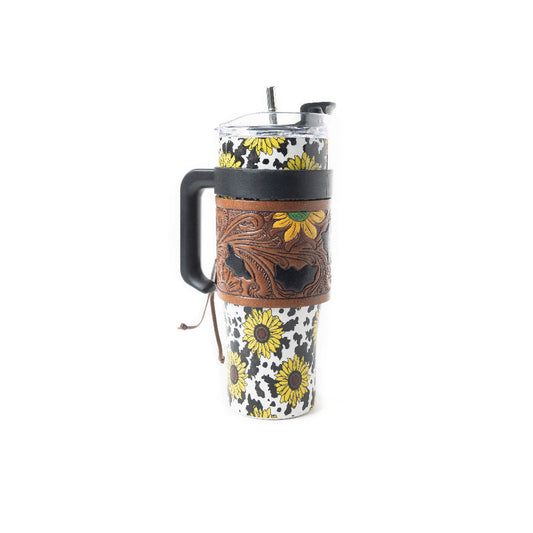Wide Wyoming Tumbler In Yellow Sunflowers