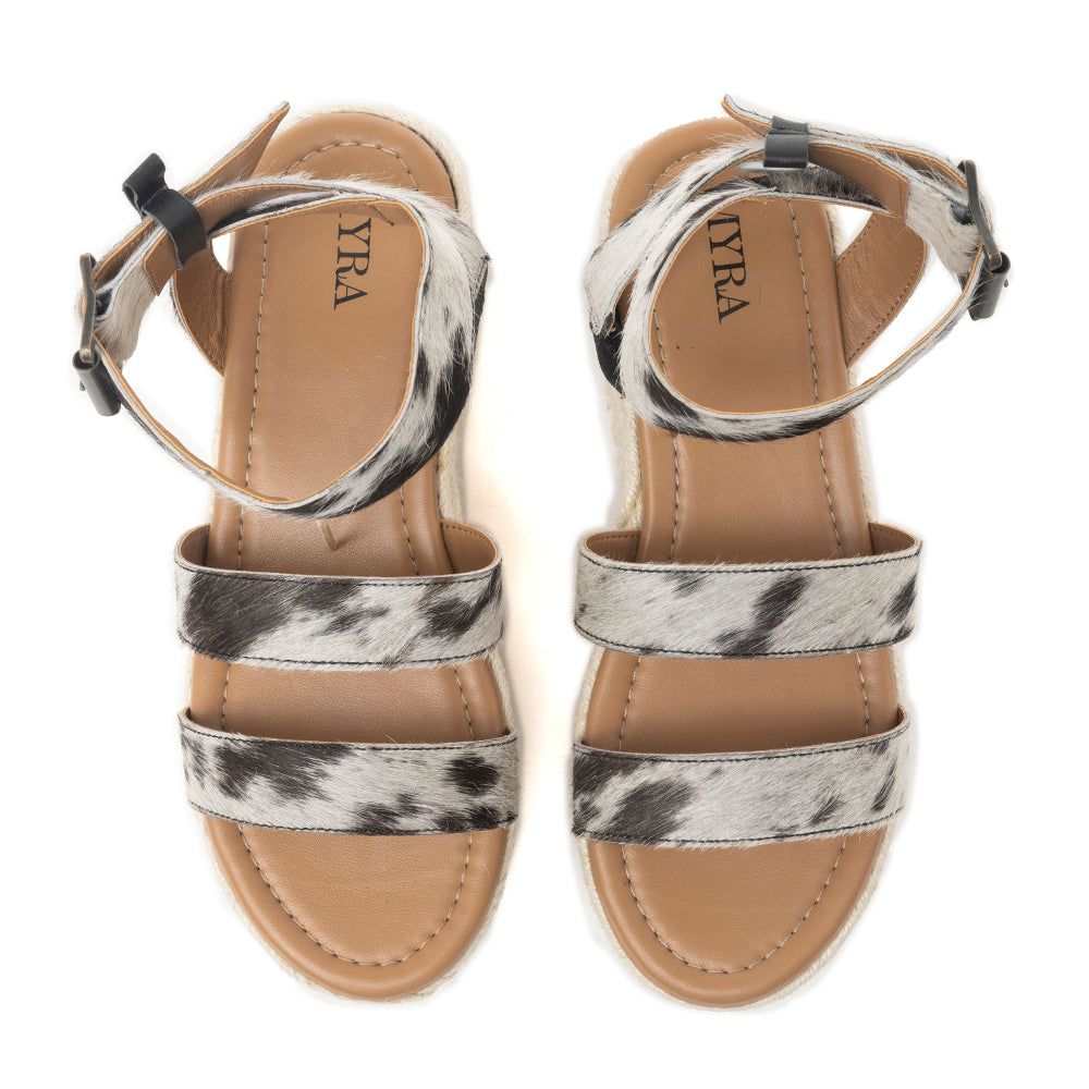 Longhorn Lasso Leather Sandals in Cowprint Hairon