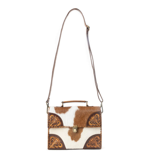 Dakota Dusk Handtooled Bag in Saddle Dust & Moonlight