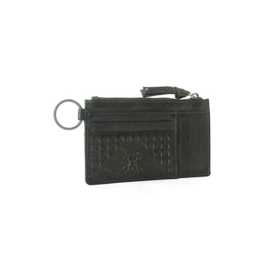 Myra Zidana Vino Braided Veg Tanned Leather Wallet in Moss Noir