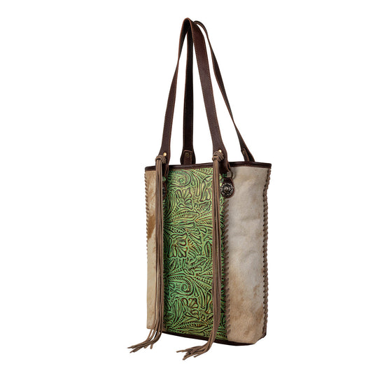 Cheyenne Plains Tooled Leather & Hairon Bag