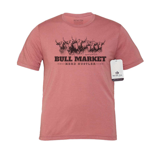 Bull Market Herd Hustler Adult Unisex Western Tee T-Shirt Mauve