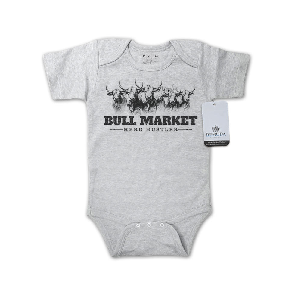 Bull Market Herd Hustler Infant One Piece Western Romper Gray