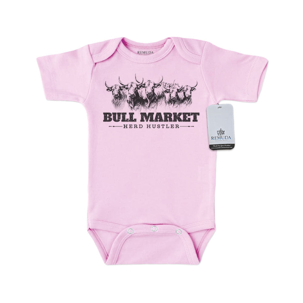 Bull Market Herd Hustler Infant One Piece Western Romper Pink