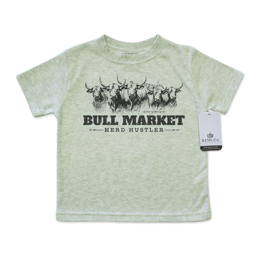 Bull Market Herd Hustler Infant Western Tee T-Shirt Heather Sage Green