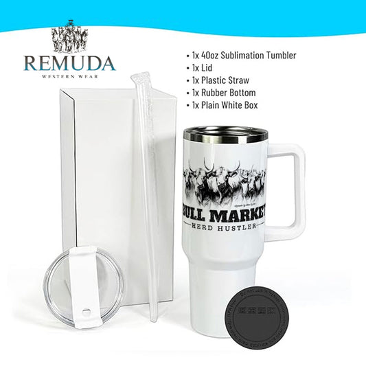Bull Market Herd Hustler Insulated Western Tumbler w/ Handle