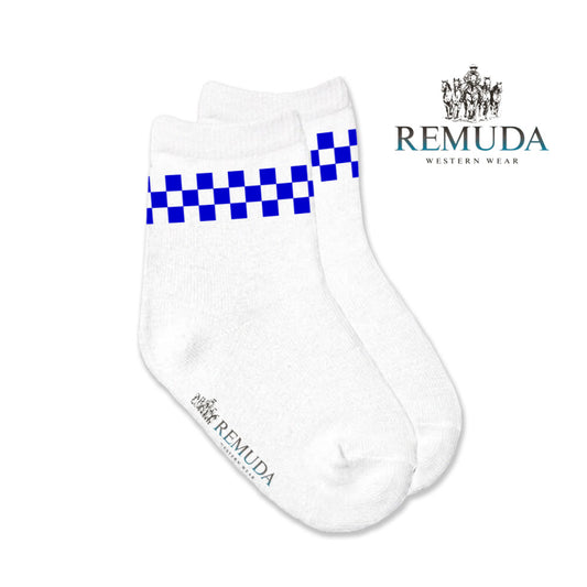 Checkered Infant Western Baby Crew Socks Blue