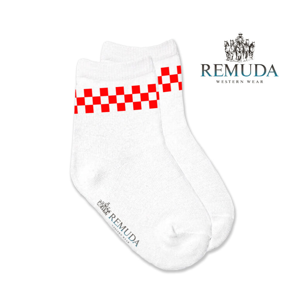 Checkered Infant Western Baby Crew Socks Red