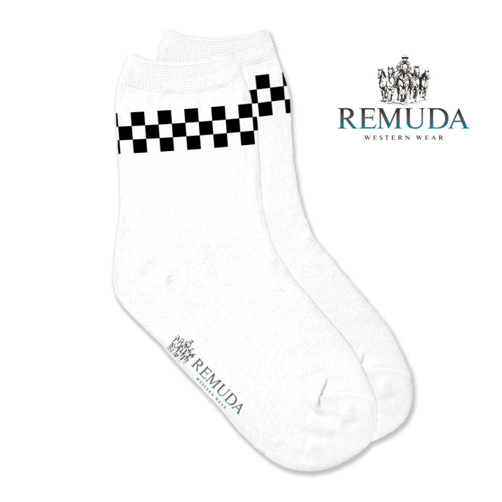 Checkered Kids Western Crew Socks Black