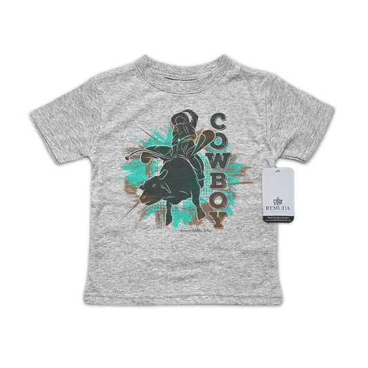 Cowboy Bull Rider Infant Western Tee T-Shirt Gray