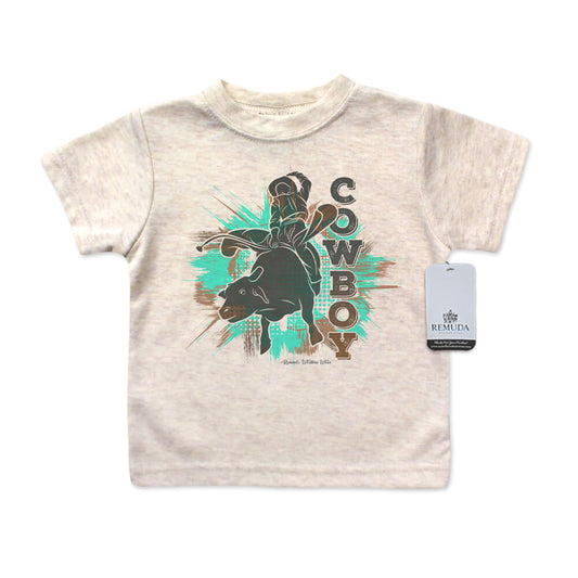 Cowboy Bull Rider Infant Western Tee T-Shirt Oatmeal