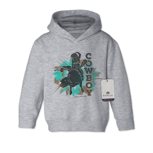 Cowboy Rodeo Bull Rider Toddler Western Hoodie Gray
