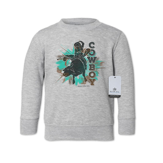 Cowboy Rodeo Bull Rider Western Toddler Sweatshirt Gray