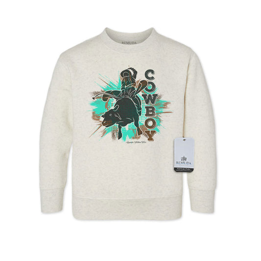 Cowboy Rodeo Bull Rider Western Toddler Sweatshirt Oatmeal