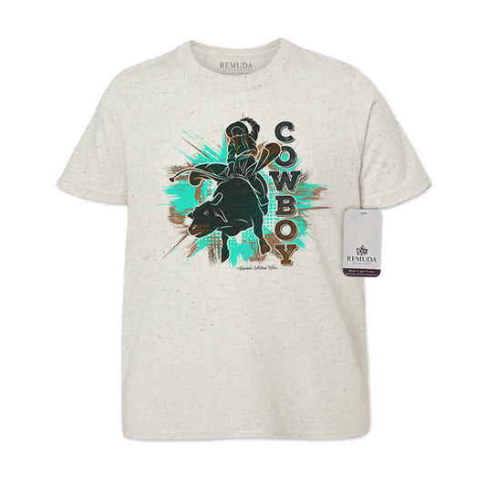Cowboy Rodeo Bull Rider Youth Western Tee T-Shirt Oatmeal