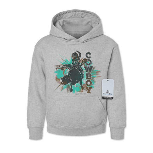 Cowboy Rodeo Bull Rider Adult Unisex Western Hoodie Gray