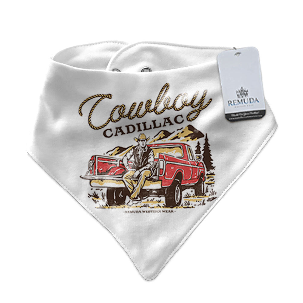 Cowboy Cadillac Infant / Toddler Western Bandana Bib White