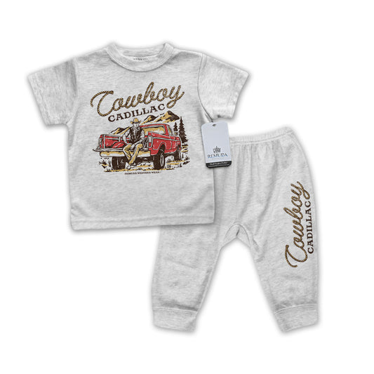 Cowboy Cadillac Infant Western 2-Piece Sleepwear Pajamas Gray