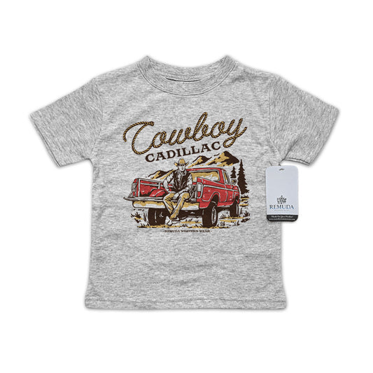 Cowboy Cadillac Infant Kids Western Tee T-Shirt Gray