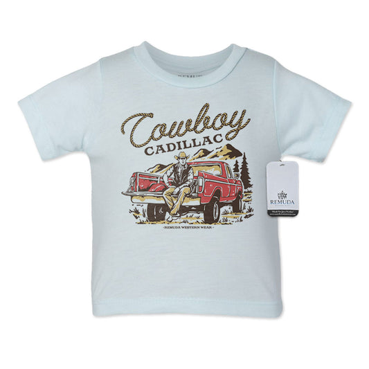 Cowboy Cadillac Infant Kids Western Tee T-Shirt Light Blue