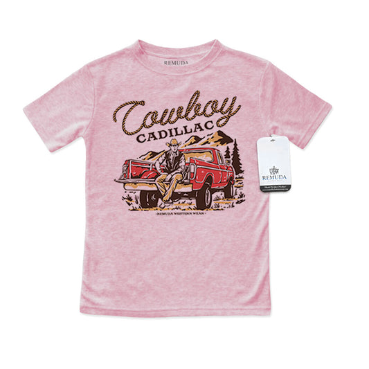 Cowboy Cadillac Western Toddler Tee T-Shirt Pink