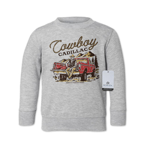 Remuda Western Wear Cowboy Cadillac Western Toddler Sweatshirt Gray