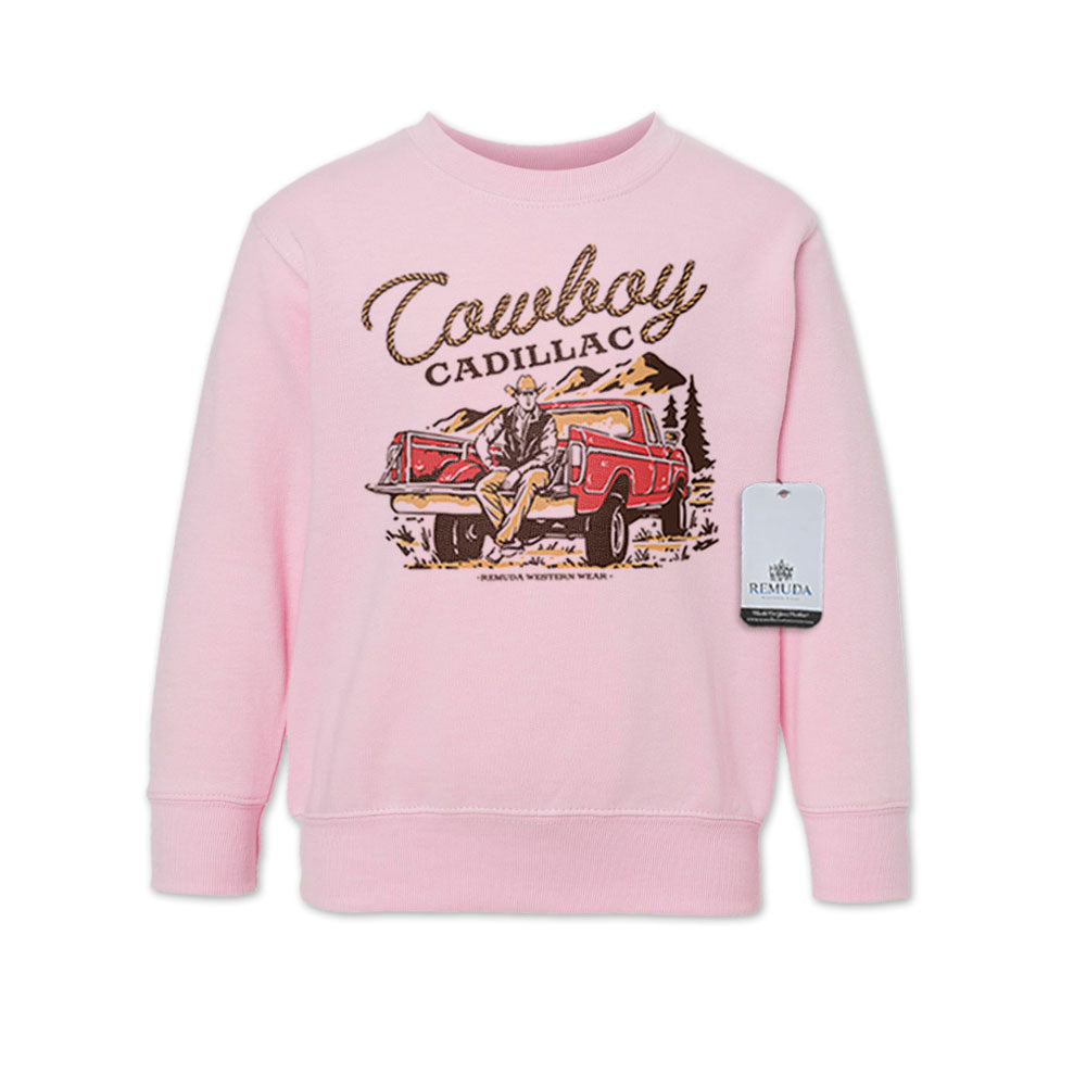 Remuda Western Wear Cowboy Cadillac Western Toddler Sweatshirt Pink