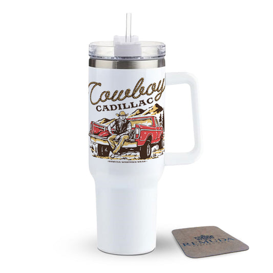 Cowboy Cadillac - Insulated Western Tumbler w/ Handle