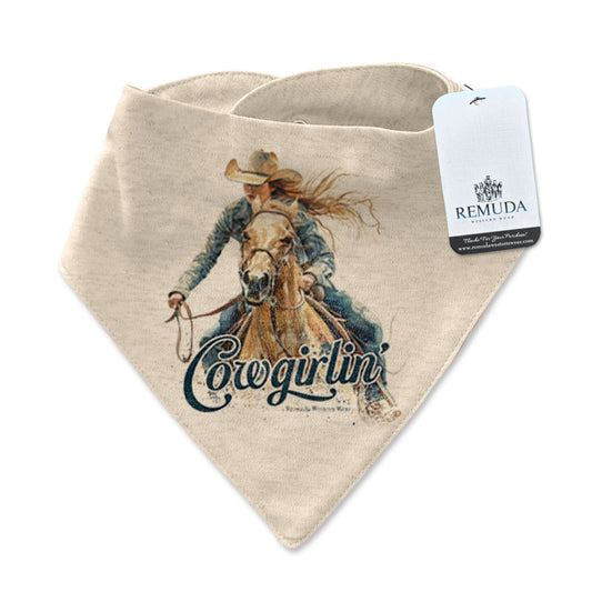 Cowgirlin' Infant / Toddler Western Bandana Bib Oatmeal