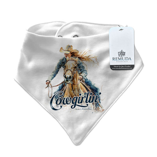 Cowgirlin' Infant / Toddler Western Bandana Bib White