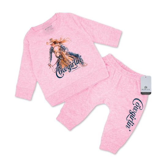 Cowgirlin' Infant Girls Western 2 Piece Sweatsuit Pink