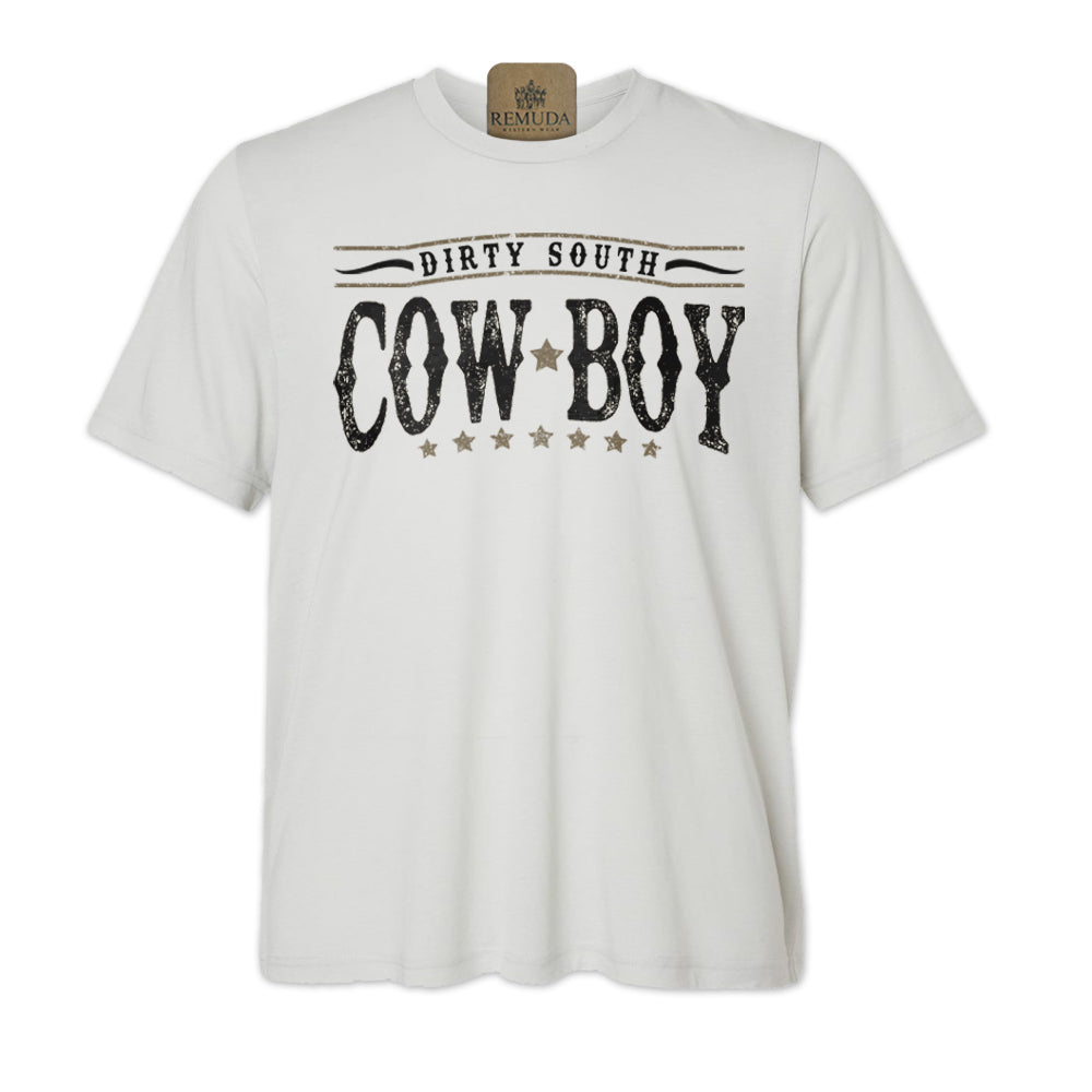 Dirty South Cowboy - Adult Unisex Western SS Tee Solid Silver